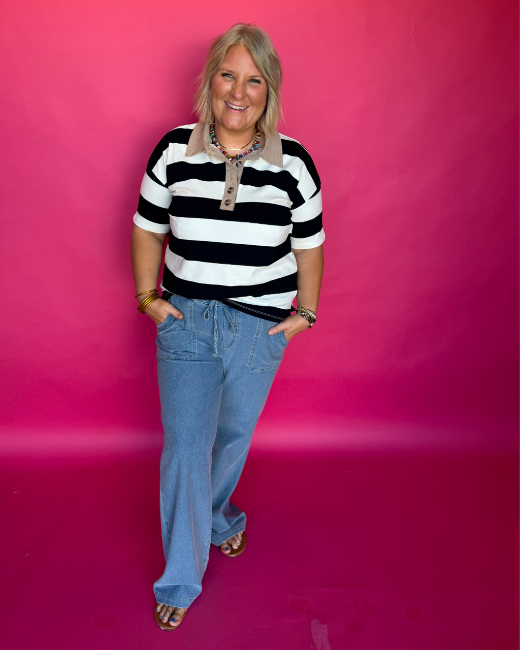 Main Street Stripe Top in Black