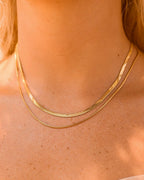 18K Gold Herringbone 16" Chain Necklace - Water Resistant