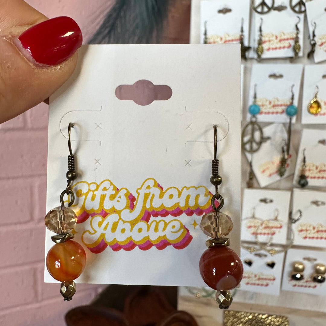 Natural Stone Beaded Earrings in Topaz