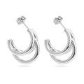 Triple Silver Hoop Earrings - Water Resistant