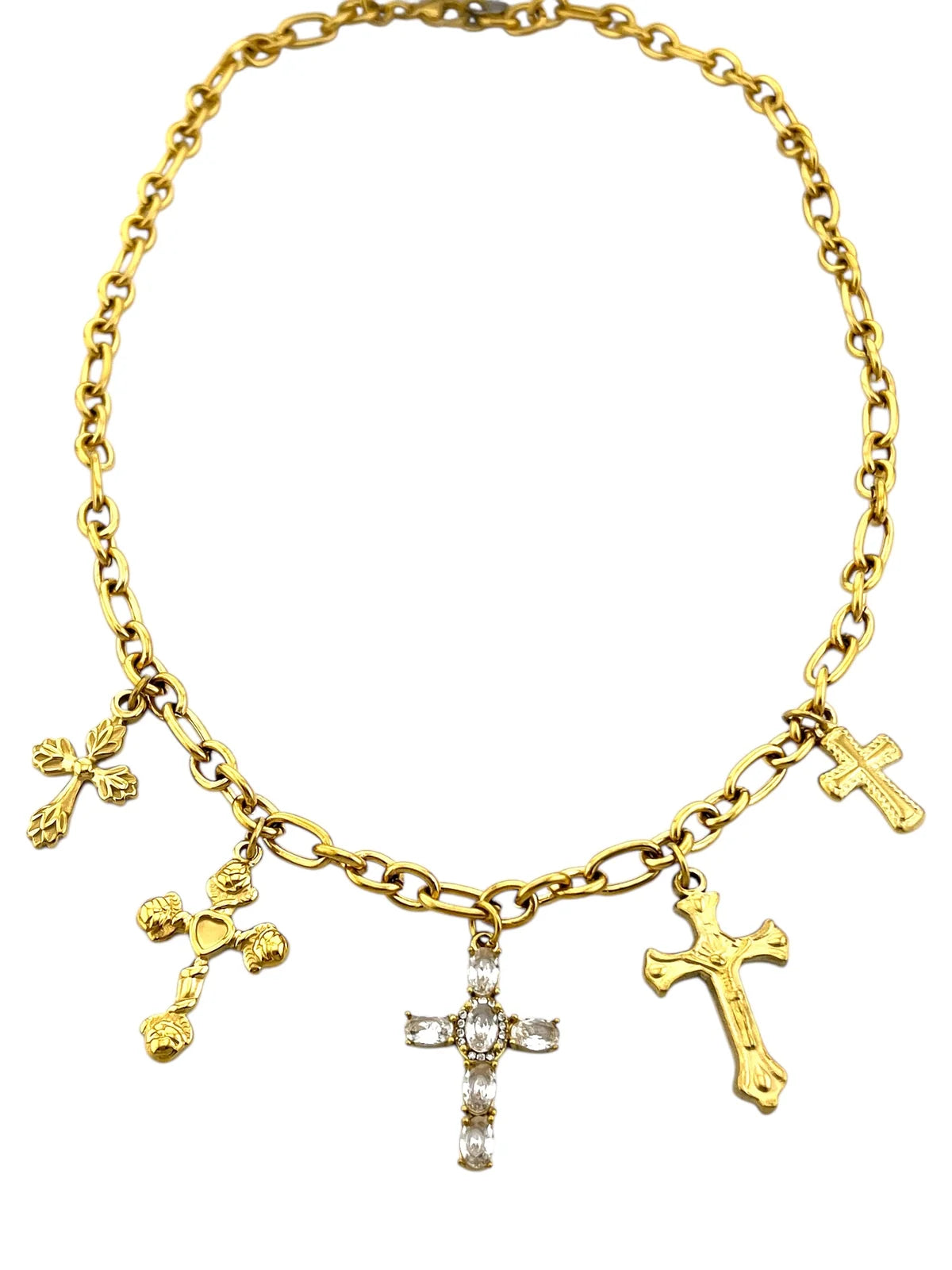 Bliss Gold Cross Charm Necklace by Gina Carmen