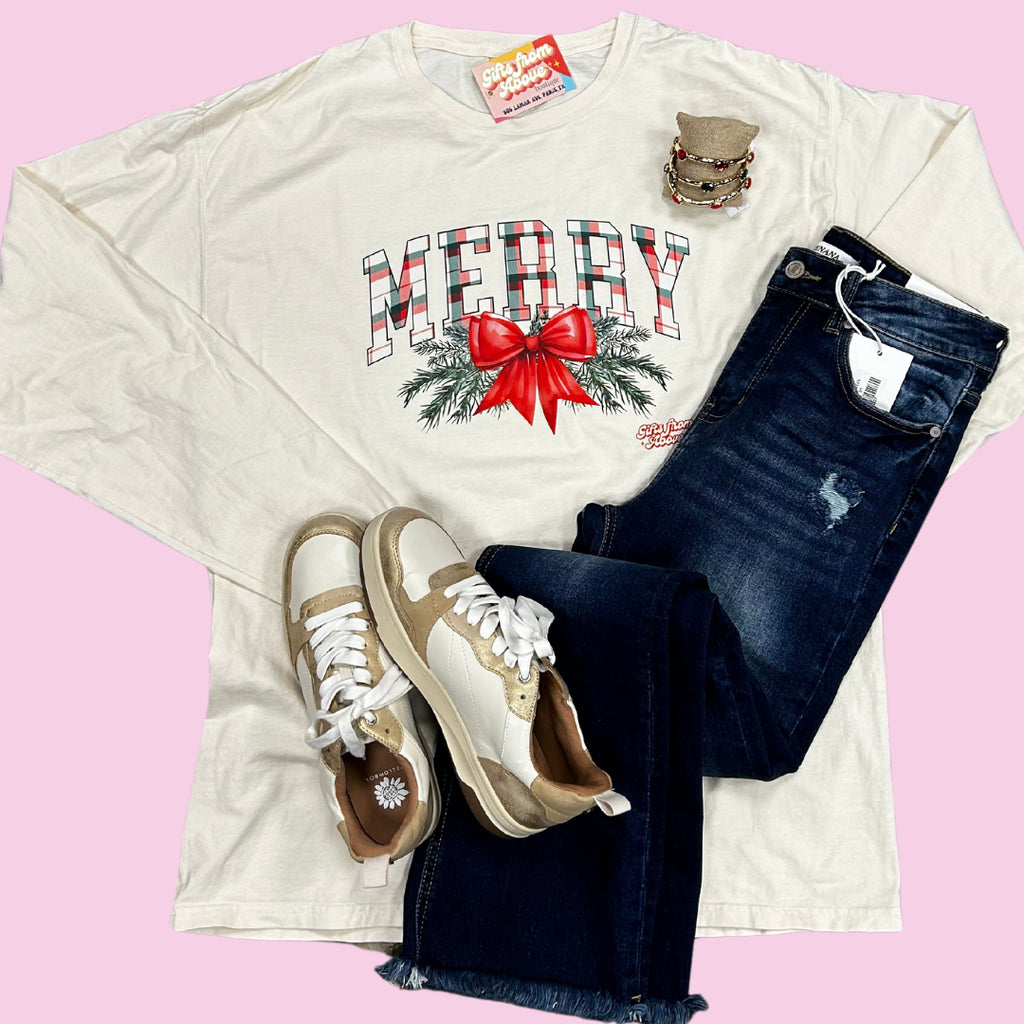 Plaid Merry Long Sleeve Tee