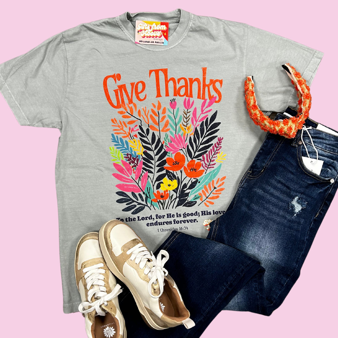 Give Thanks Floral Tee
