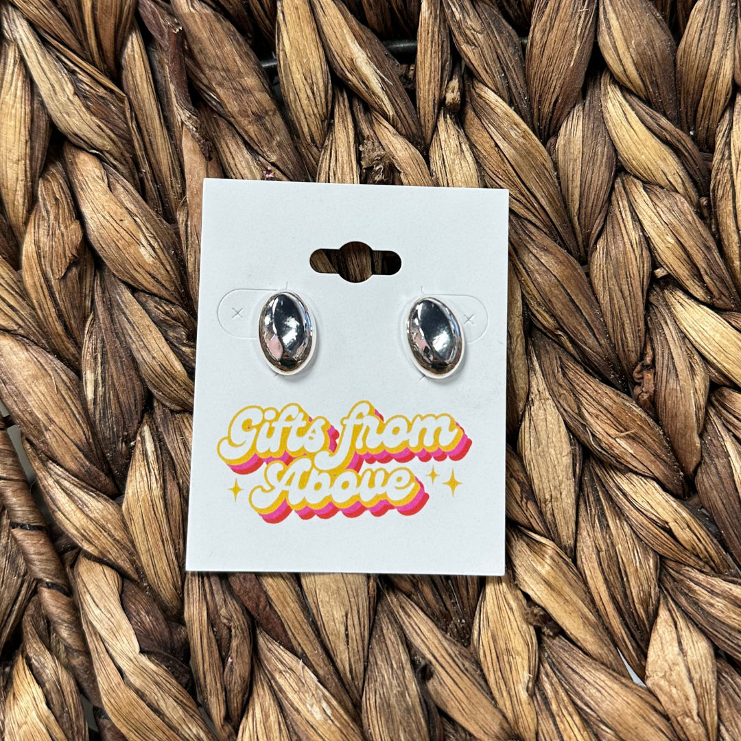 Silver Oval Earrings - Water Resistant