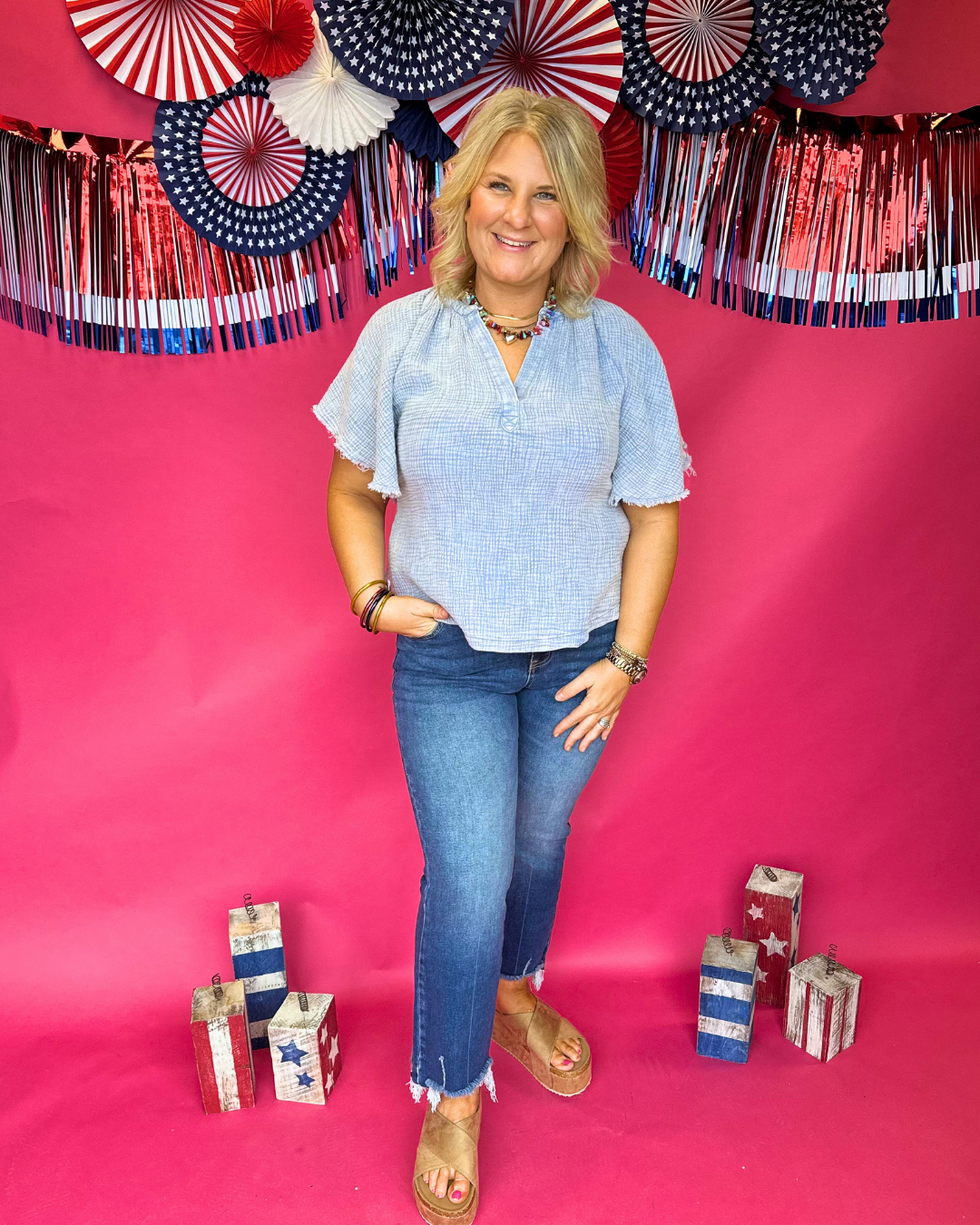 Wildflower Whisper Top in Denim
