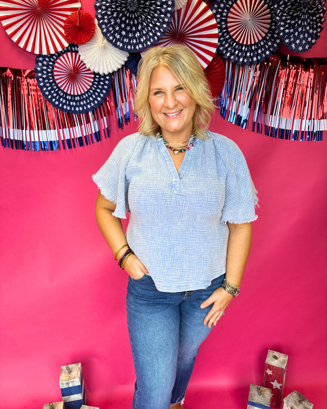 Wildflower Whisper Top in Denim