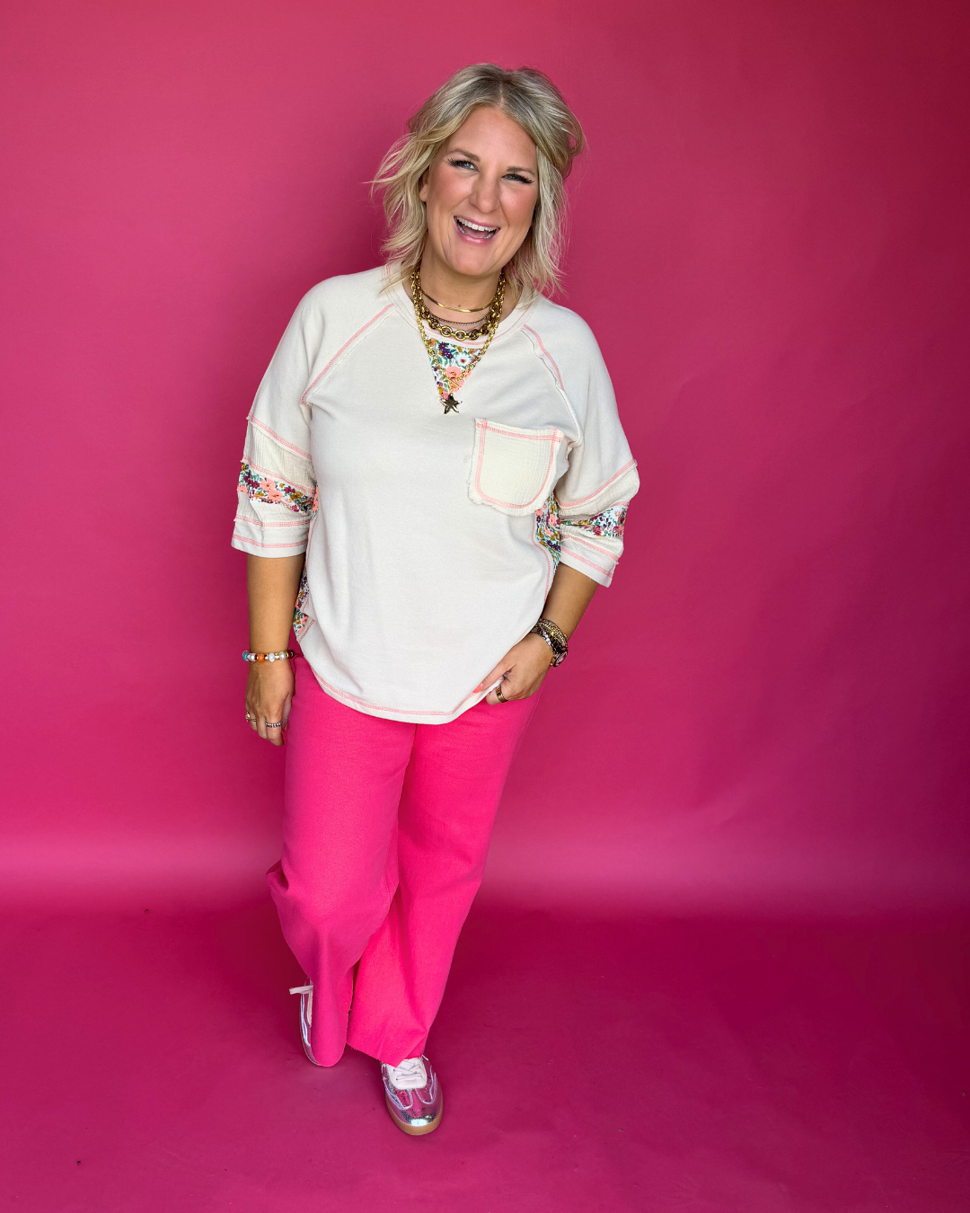 Bold Step Jeans in Hot Pink