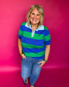 Sunrise Stripe Top in Green + Cobalt
