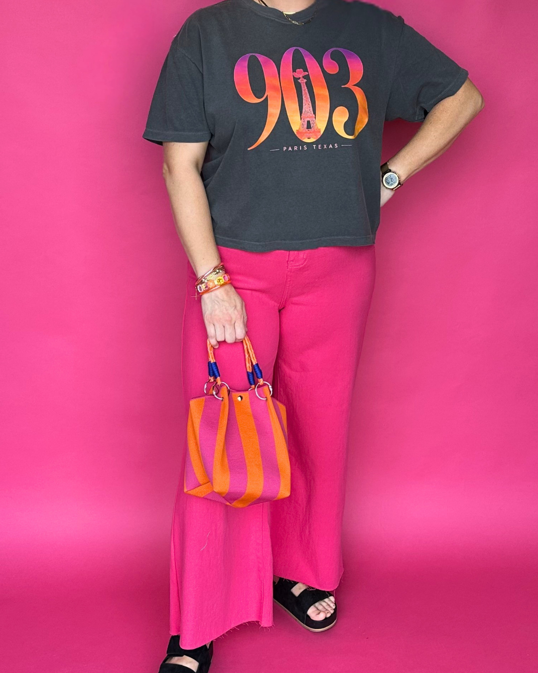 Bold Step Jeans in Hot Pink