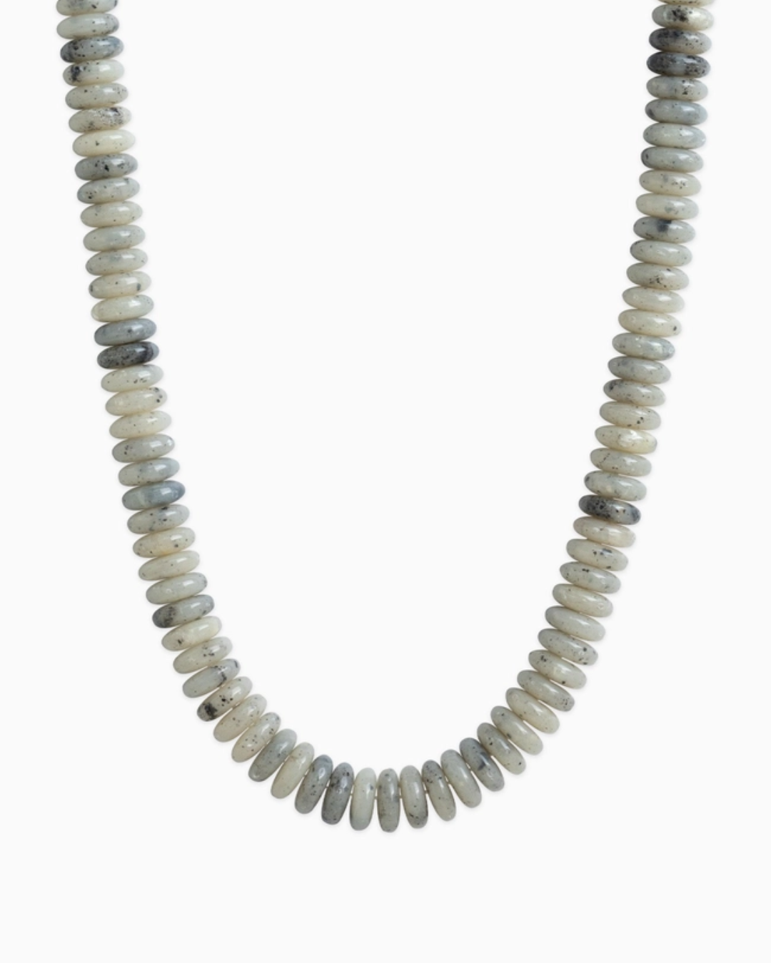 Neutral Color Wide Marble Beaded Necklace-Grey