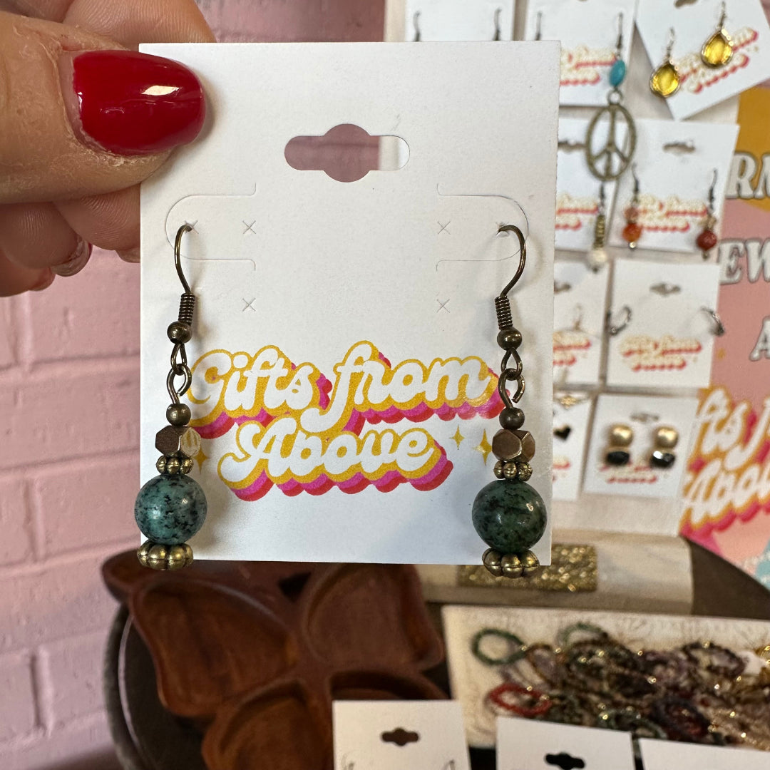 Natural Stone Beaded Earrings in Turquoise