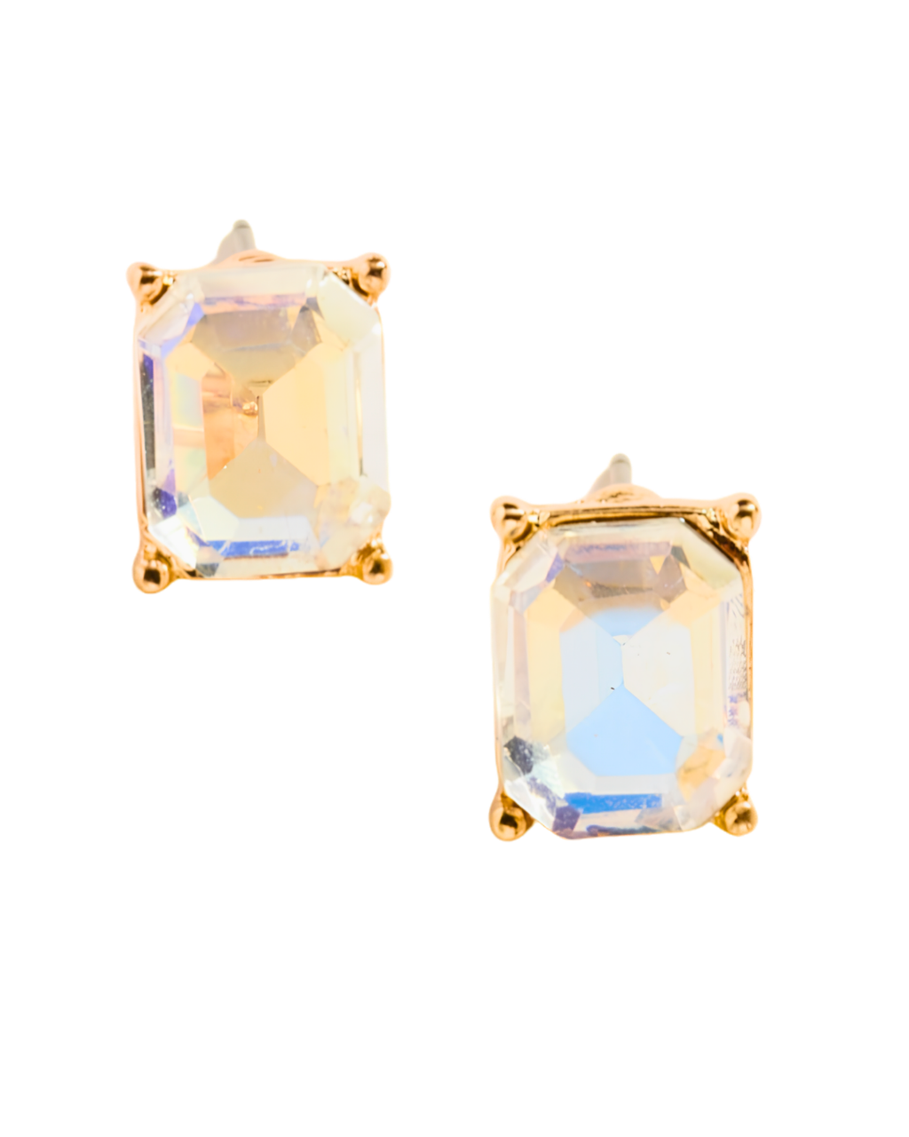 Rhinestone Post Earring in White Opal