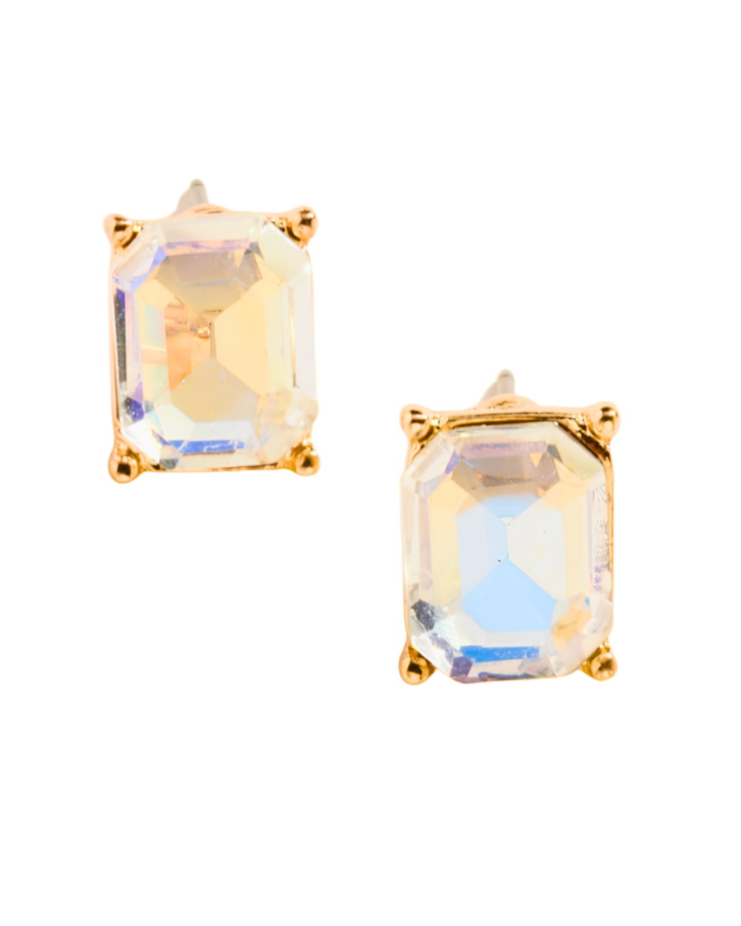 Rhinestone Post Earring in White Opal
