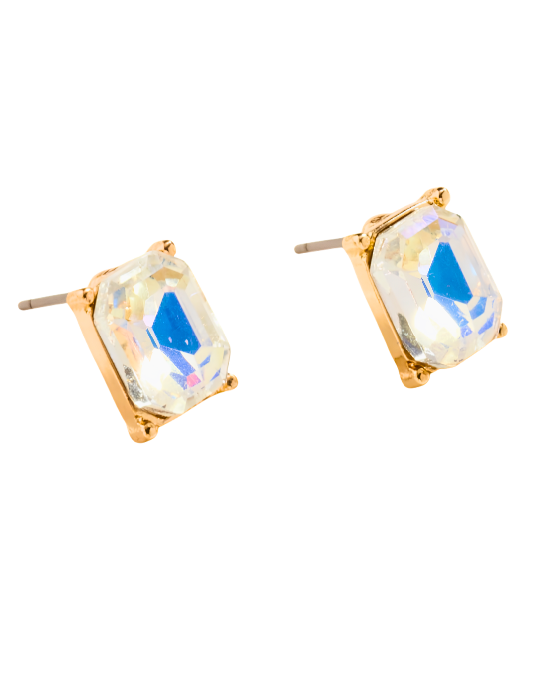 Rhinestone Post Earring in White Opal