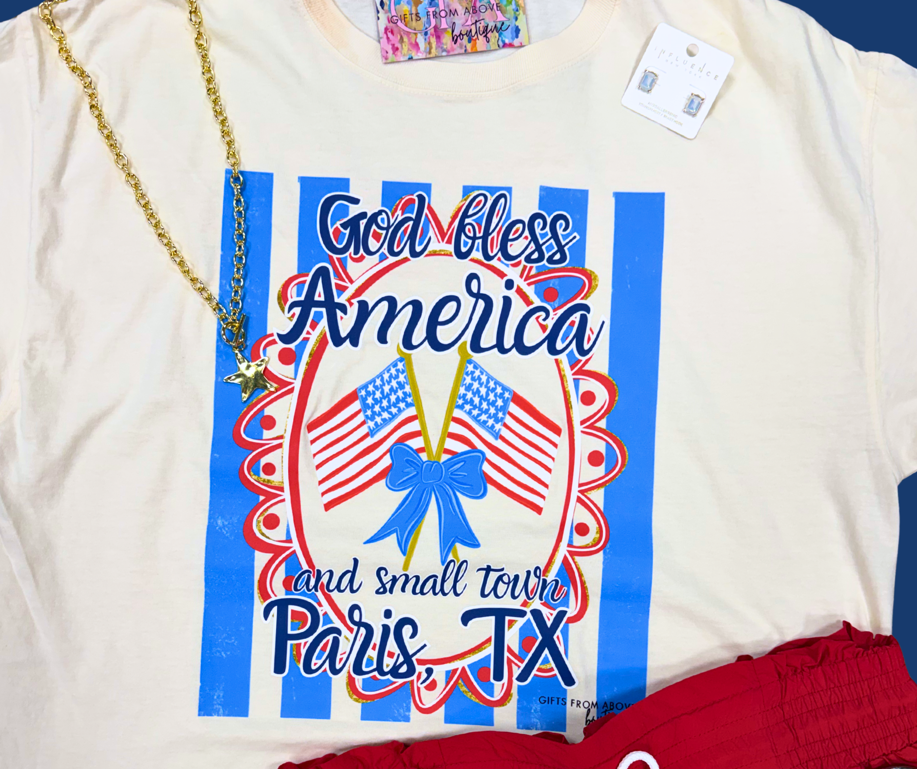God Bless America & Small Town Paris, TX Tee