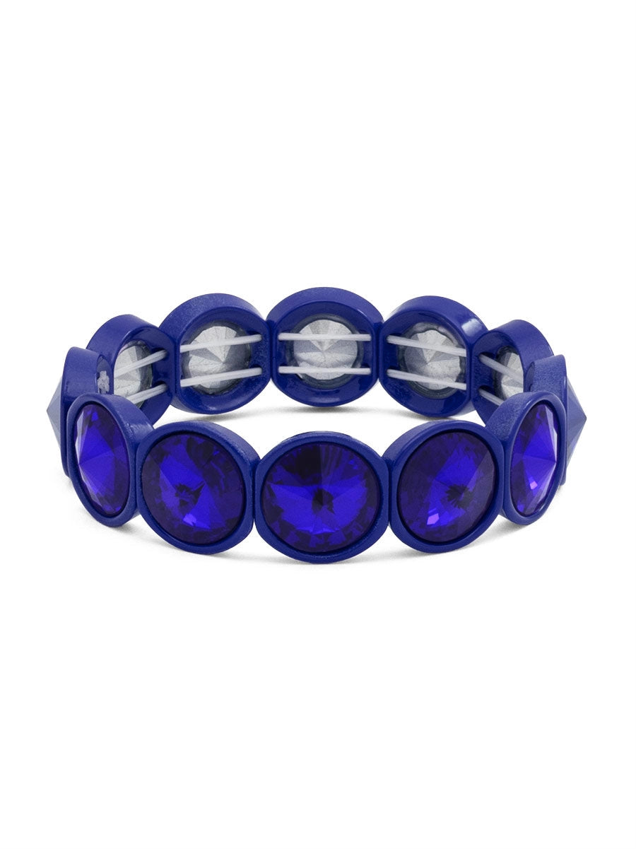 Round Crystal Stretch Bracelet-Cobalt