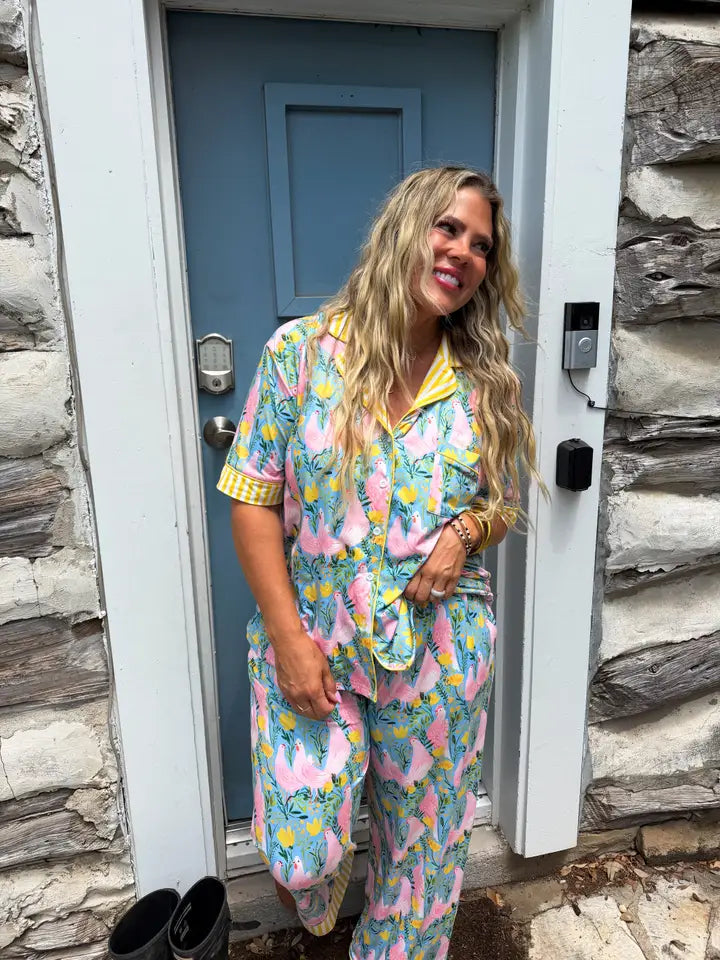 Pink Chickens Luxe Pajama Set
