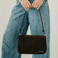 Harper Suede Hobo Shoulder Bag in  Chocolate