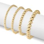 18k Gold Metal Bead Stretch Bracelet 4mm - Water Resistant