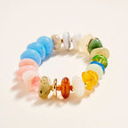 Mixed Colorful Resin  with Gold Beaded Bracelet