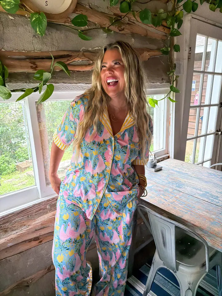 Pink Chickens Luxe Pajama Set