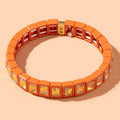 Penelope Enamel Stretch Bracelet in Spice with Small Rectangle Stones