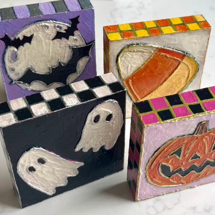 Halloween Bats + Moon Handpainted Art