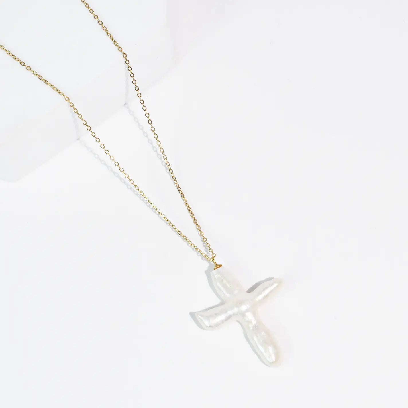 Heavenly Pearl Cross Necklace