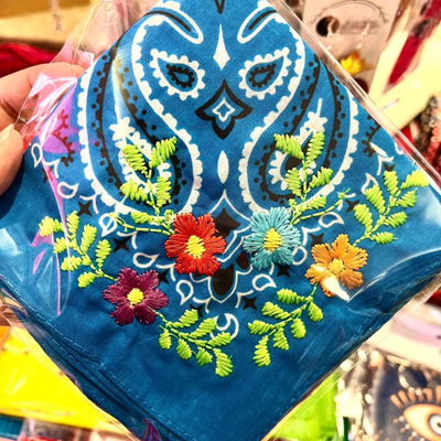Floral Embroidered Bandana Assorted Colors