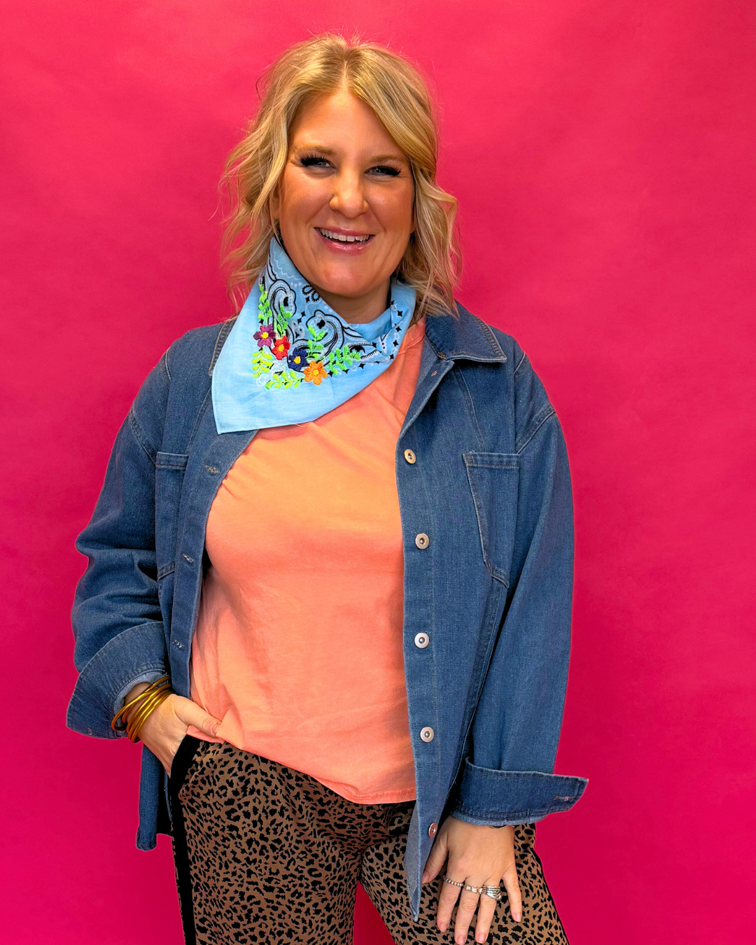 Floral Embroidered Bandana Assorted Colors
