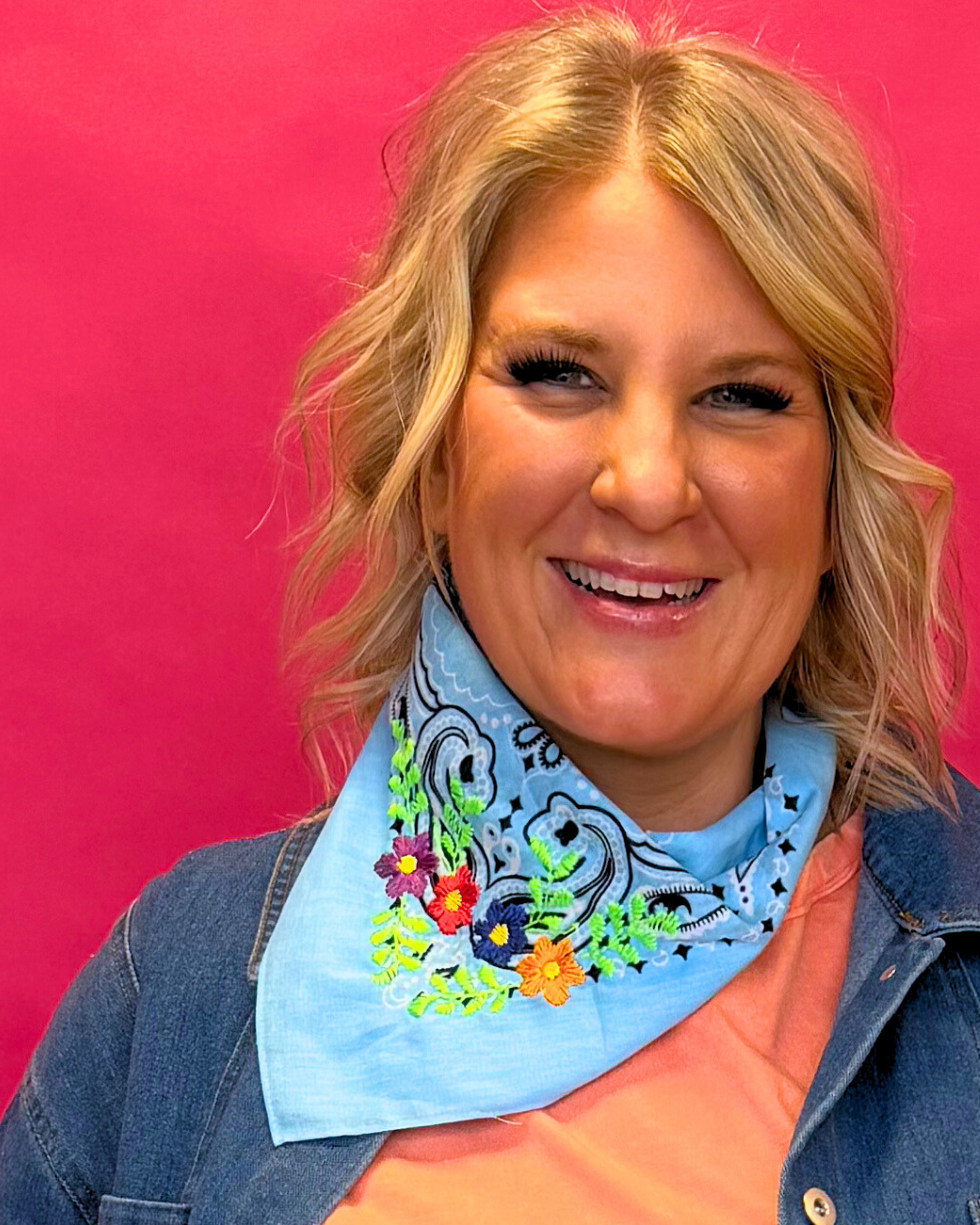 Floral Embroidered Bandana Assorted Colors