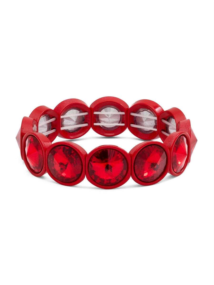Round Crystal Stretch Bracelet-Red